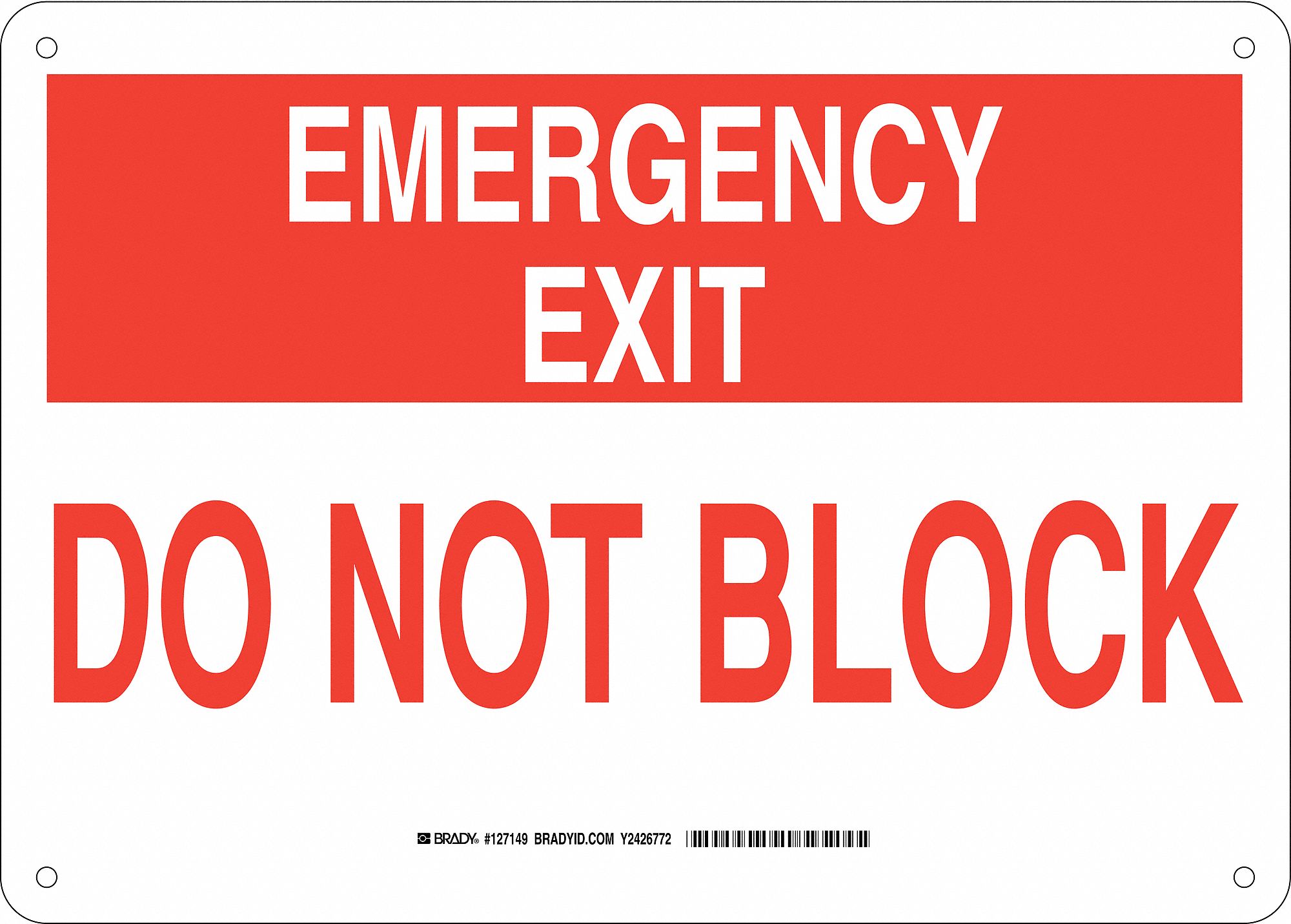 Aluminum, Emergency Exit Sign, 14" Width, 10" Height, White, With