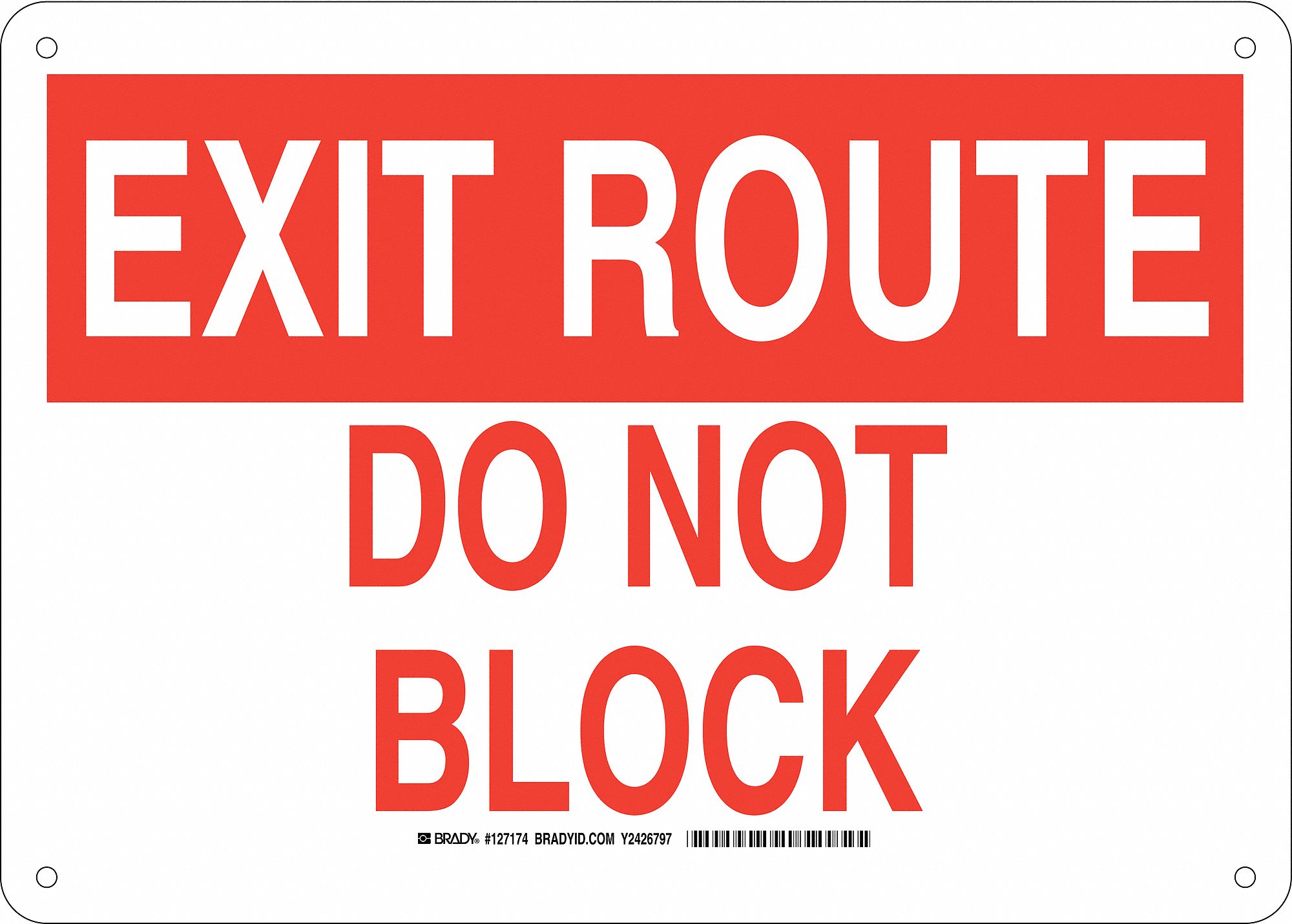 Exit Sign, Plastic, 10 x 14 in, Red/White