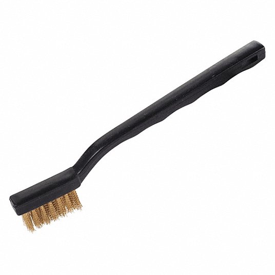 Scratch Brush: Brass Bristles, Polypropylene Handle, 1 19/32 in Brush Lg, 7 in Handle Lg