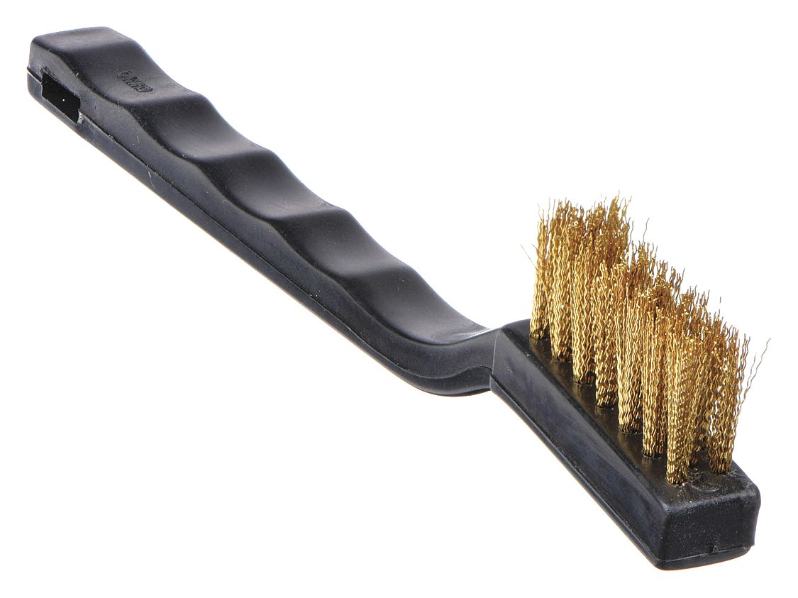  Brass Wire Utility Scratch Brush for Cleaning 5.75 Hardwood  Handle (Made in USA) : Industrial & Scientific