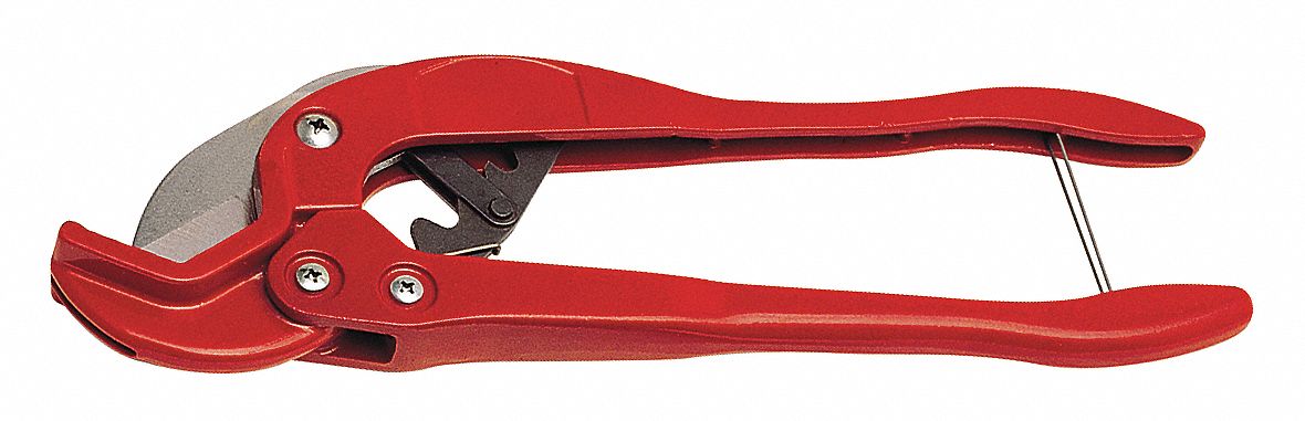 Ratchet Shears: Cuts ABS/PE/PEX/PP/PVC, 2-7/16 in Cutting Capacity, 17 in Overall Lg