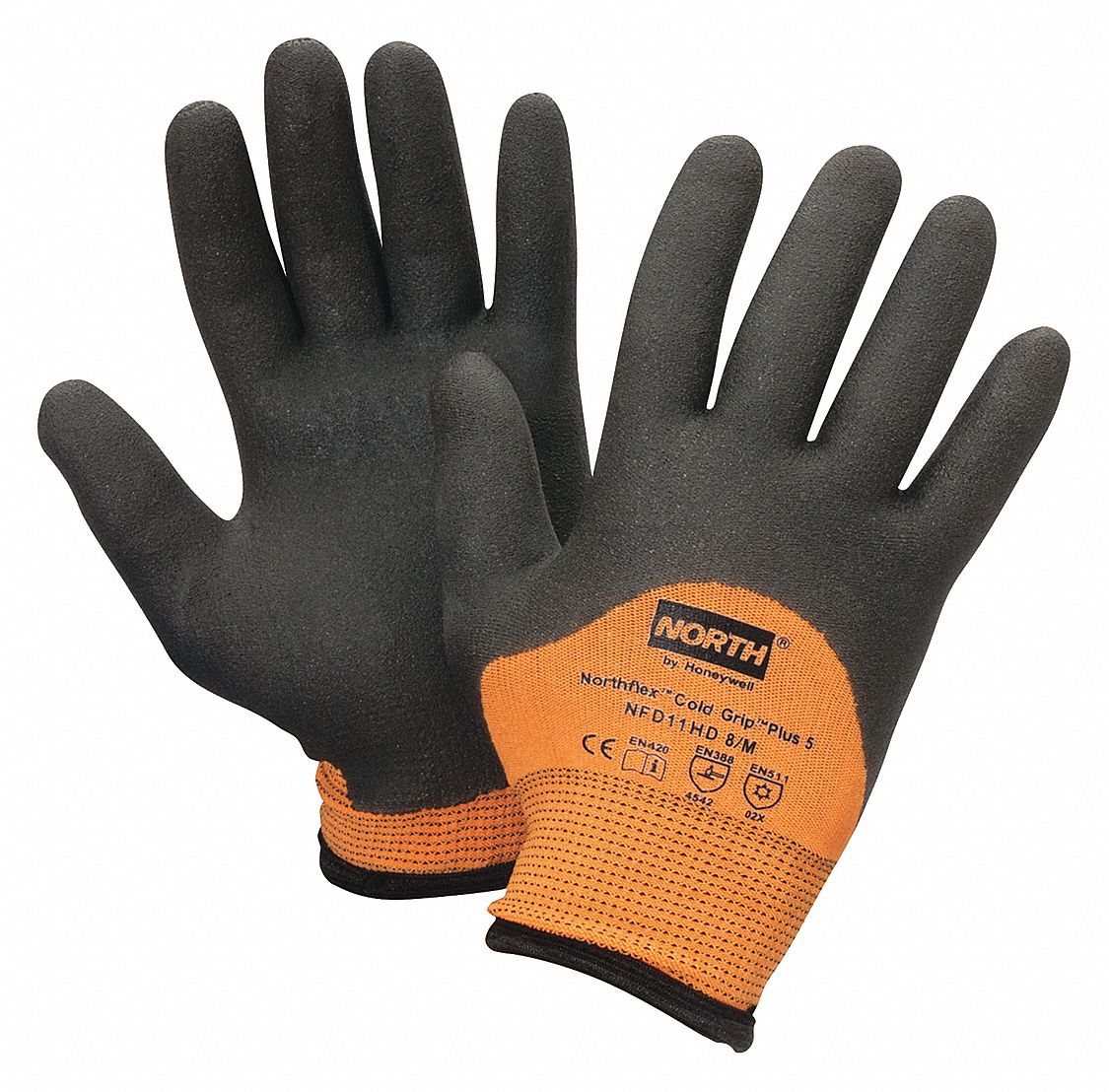 HONEYWELL NORTH Cut Resistant Gloves, Black/Orange, 2XL, PR 38HX89