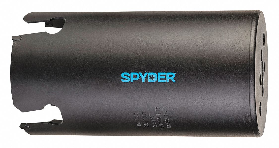 Hole Saw: 3 3/8 in Saw Dia., 1 Teeth per Inch, 6 1/4 in Max. Cutting Dp, 5/8"-18 Thread Size