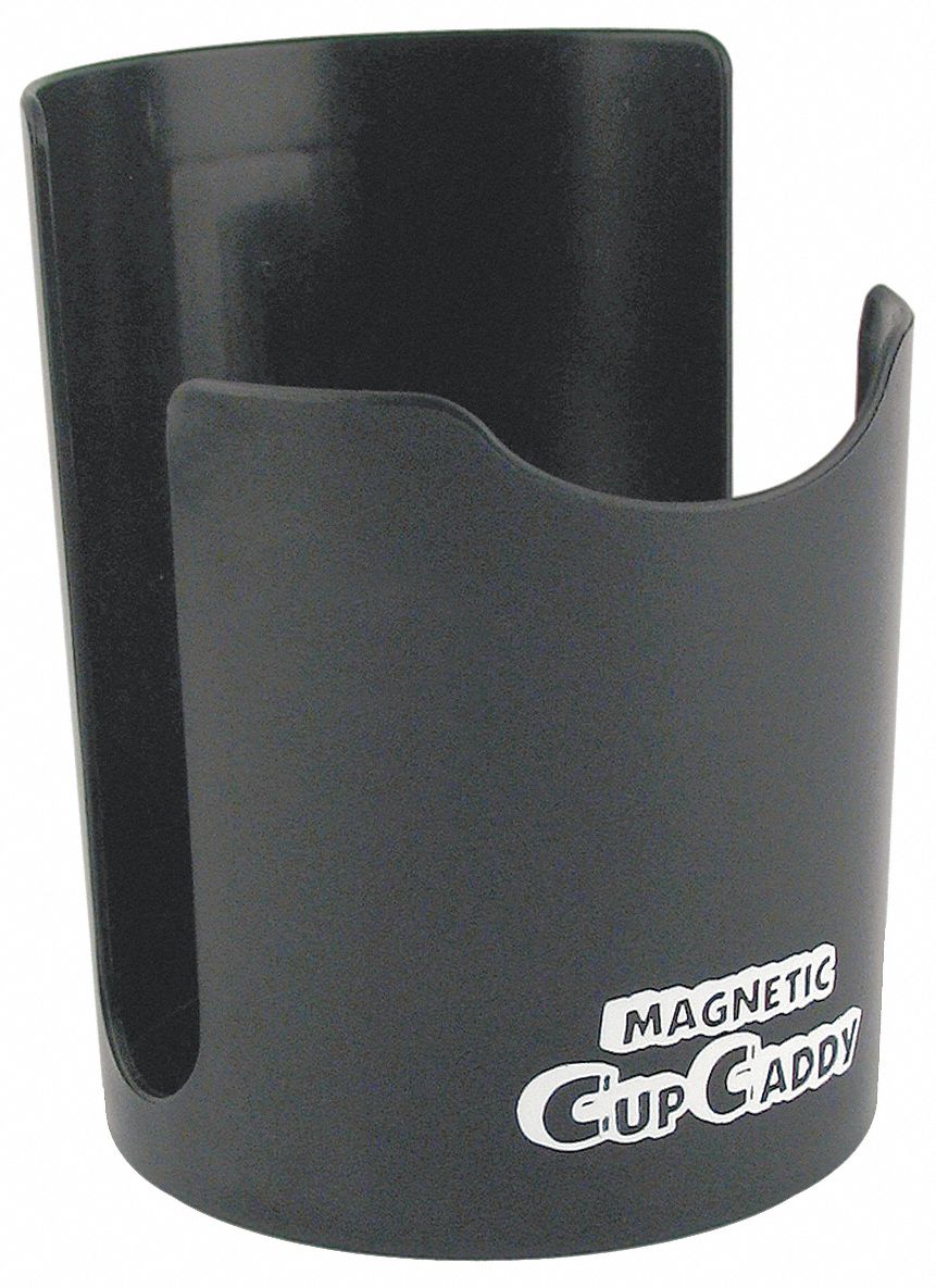 Cup Caddy: Cup, Black, 4 3/4 in Ht, Non-Scratch Magnet Cover