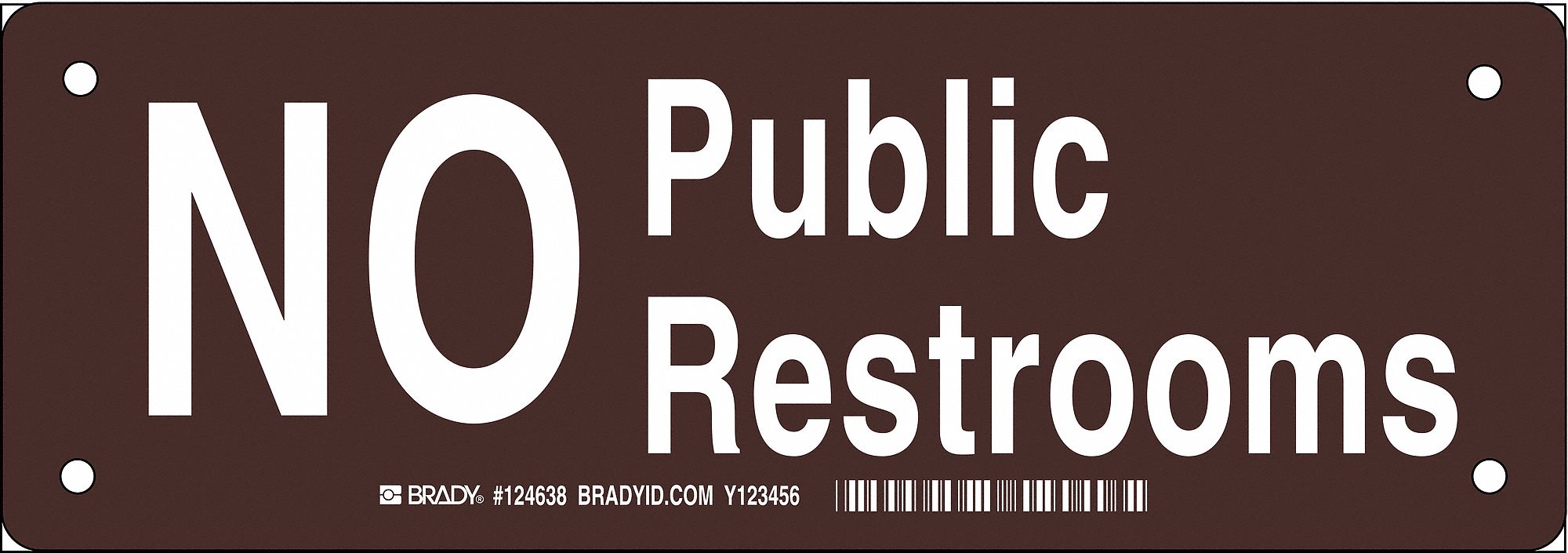 RESTROOM SIGN, PLASTIC, 10 IN WIDTH, 3½ IN HEIGHT, BLACK, WITH MOUNTING HOLES