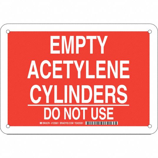 Chemical Sign, Empty Acetylene Cylinders Do Not Use, Header No Header ...