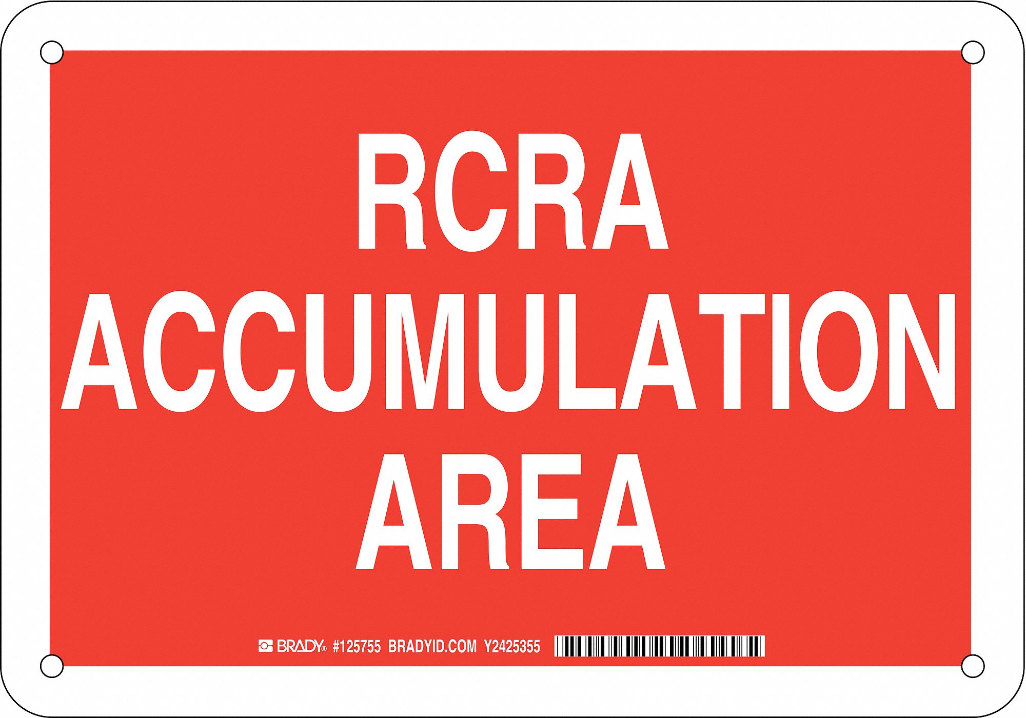 Chemical Sign, Rcra Accumulation Area, Header No Header, Rectangle, 7 ...