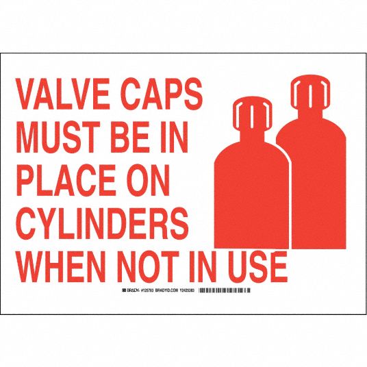 Chemical Sign, Valve Caps Must Be In Place On Cylinders When Not In Use ...