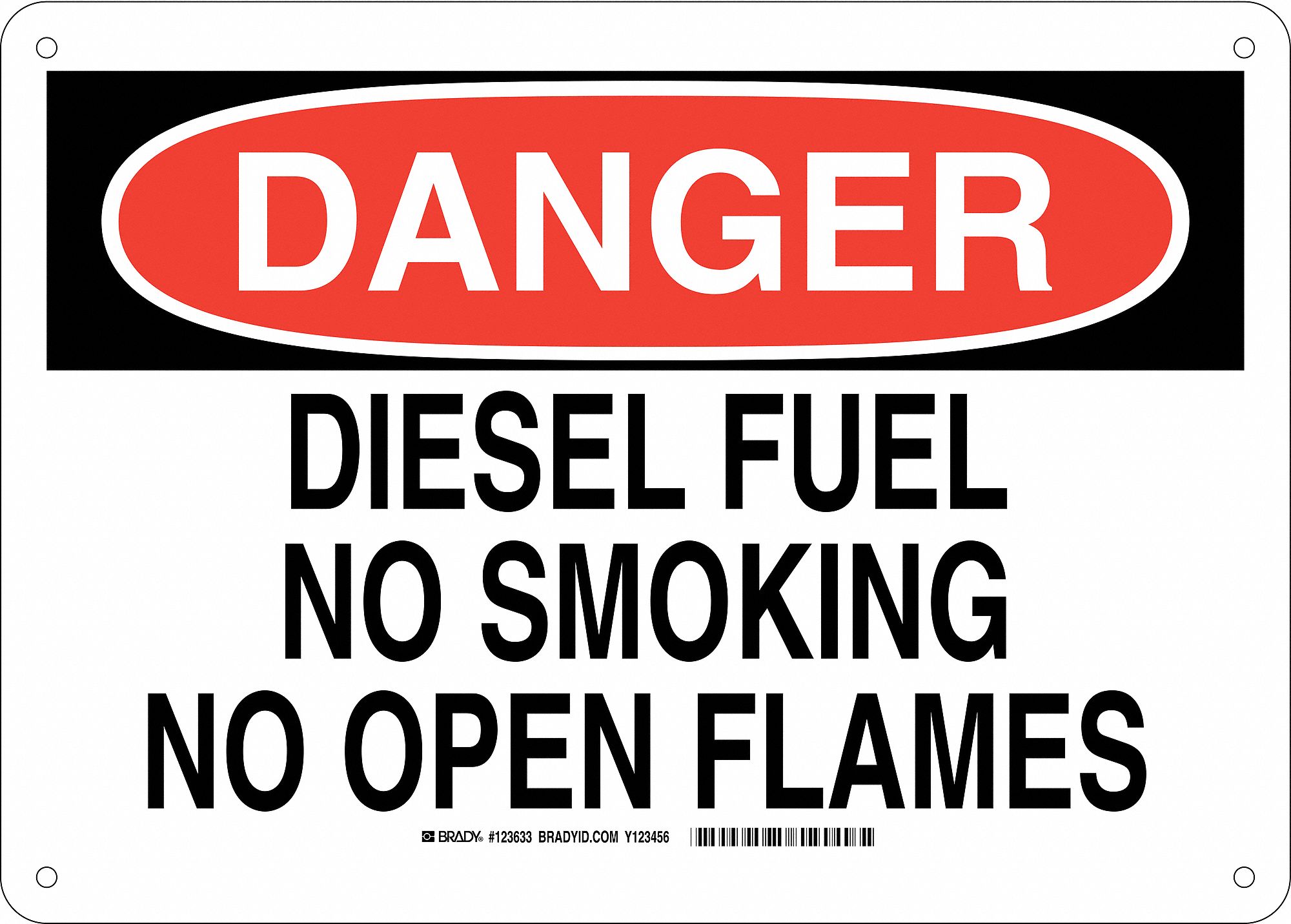 Danger No Smoking Sign, Diesel, 10x14