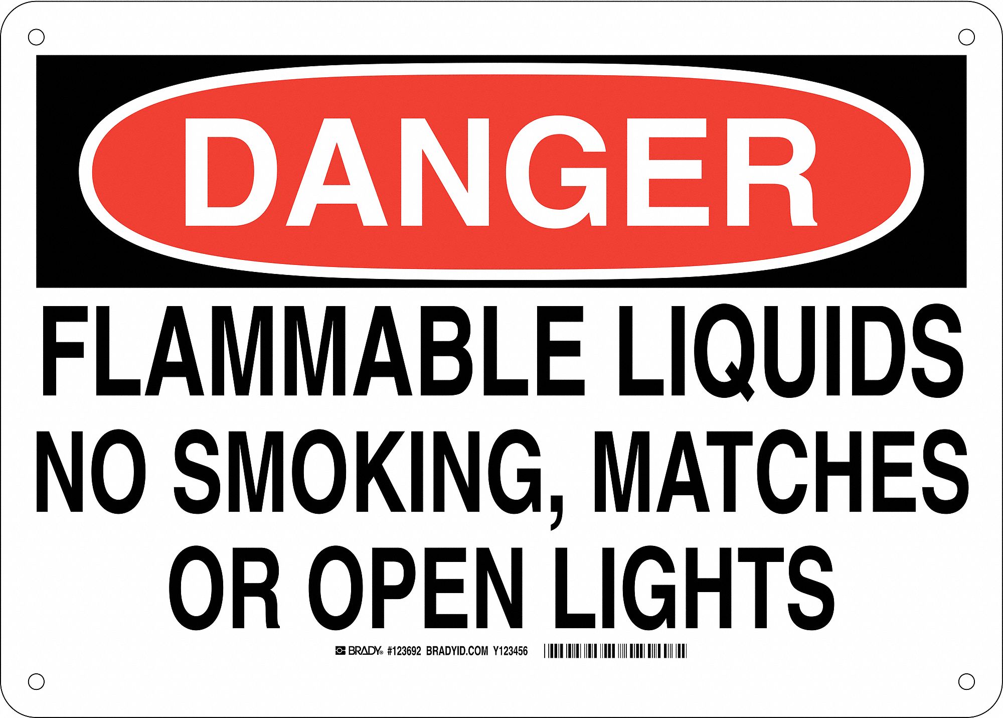 Danger No Smoking Sign, Flammable, 10x14