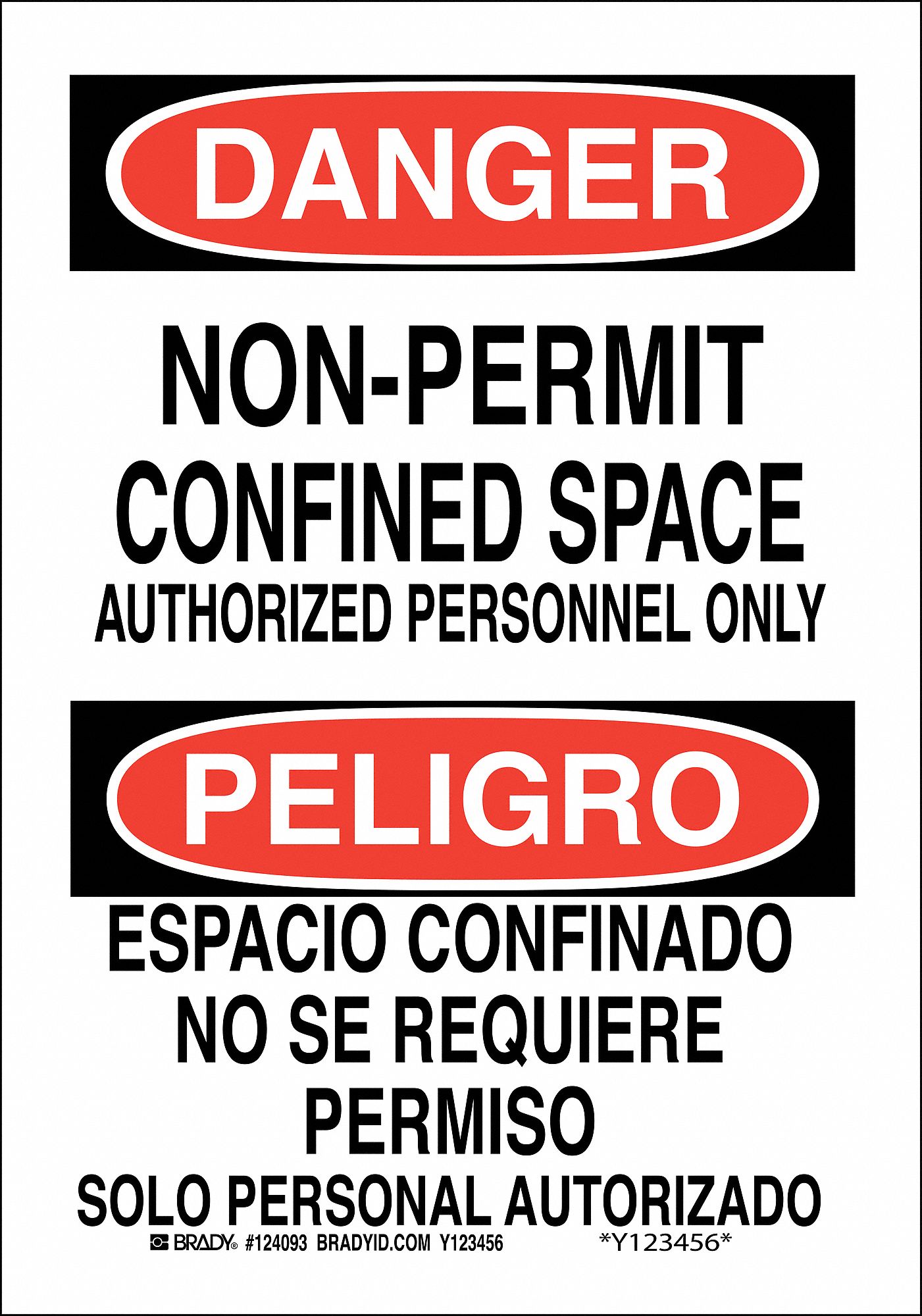 BRADY DANGER/PELIGRO SIGN 10X7 - 38J581|124092 - Grainger