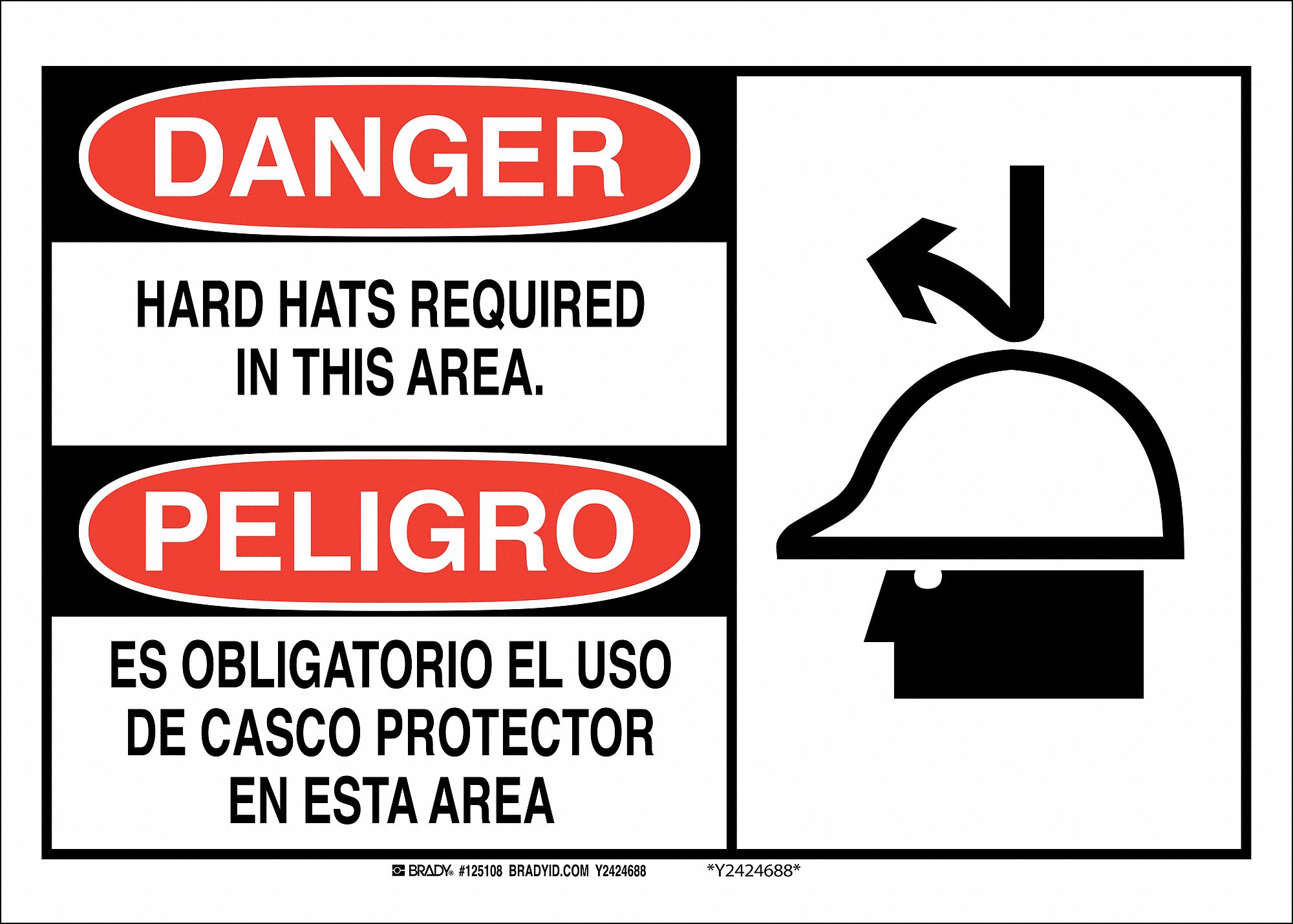 BRADY DANGER/PELIGRO SIGN 10X14 - 38J729|125106 - Grainger