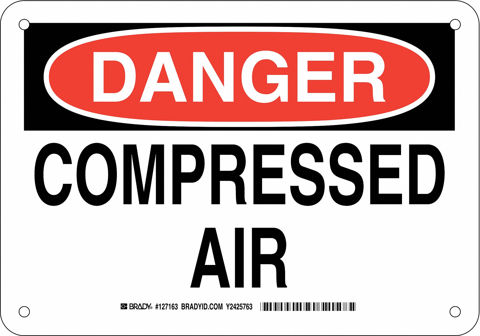 Danger Sign, Compressed Air, Header Danger, Rectangle, 7 in Height, 10