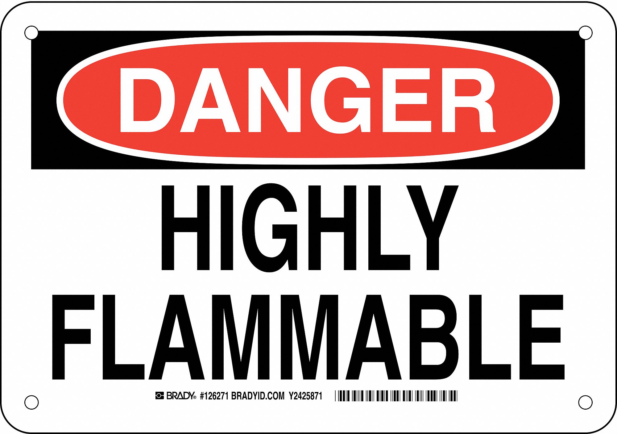 Danger Sign, Highly Flammable, Header Danger, Rectangle, 7 in Height ...