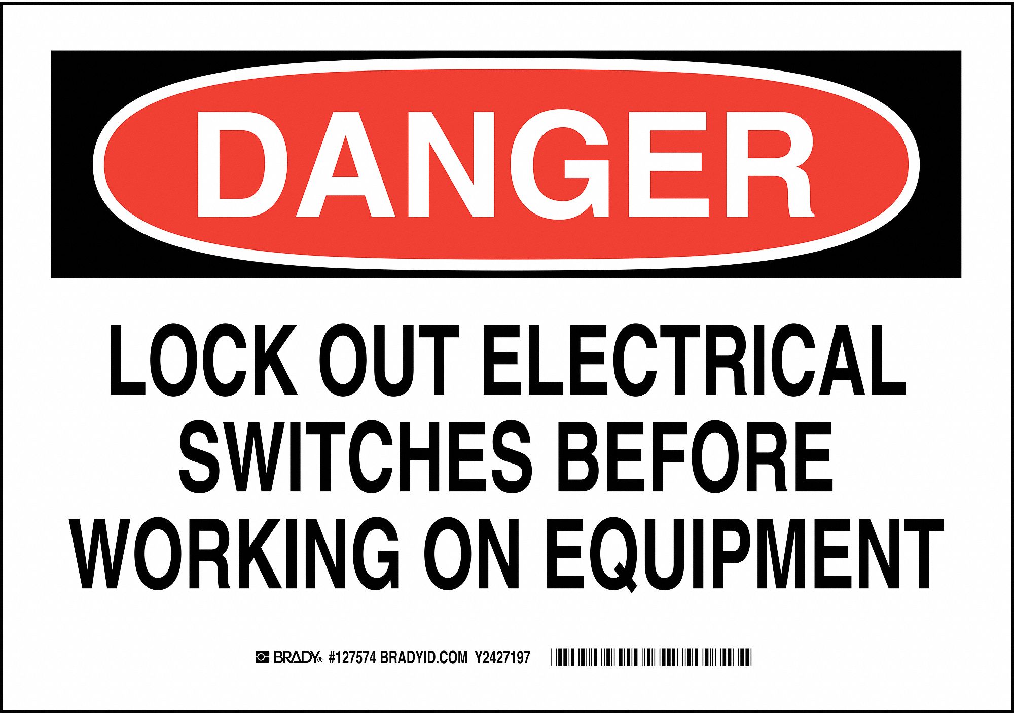 Danger Sign, Lock Out Electrical Switches Before Working On Equipment ...