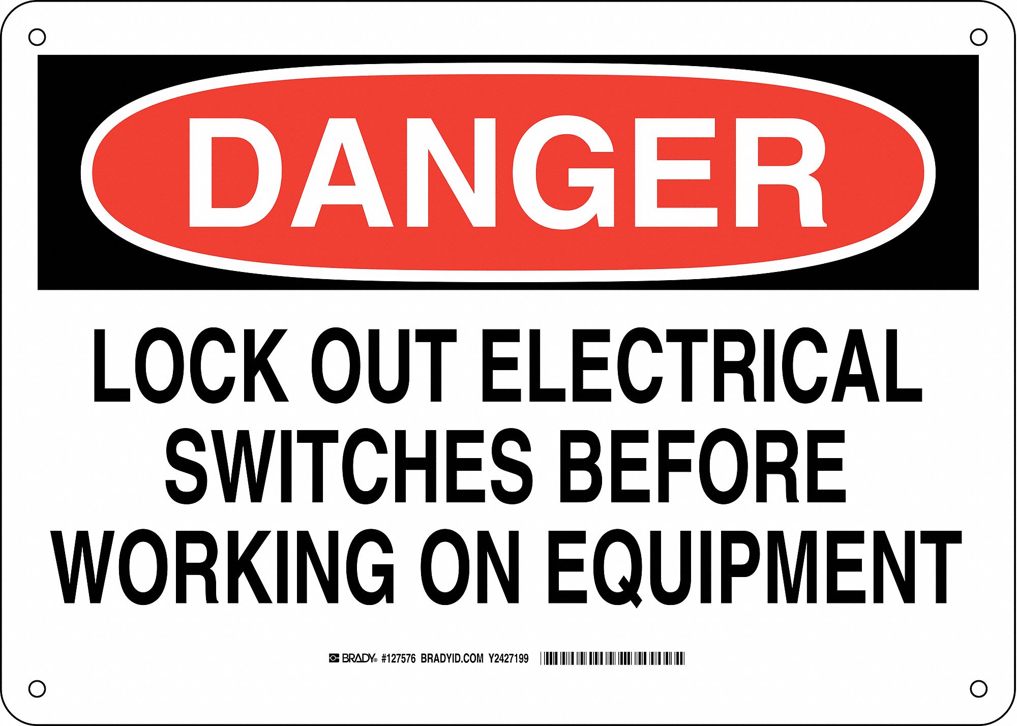 Danger Sign, Lock Out Electrical Switches Before Working On Equipment ...