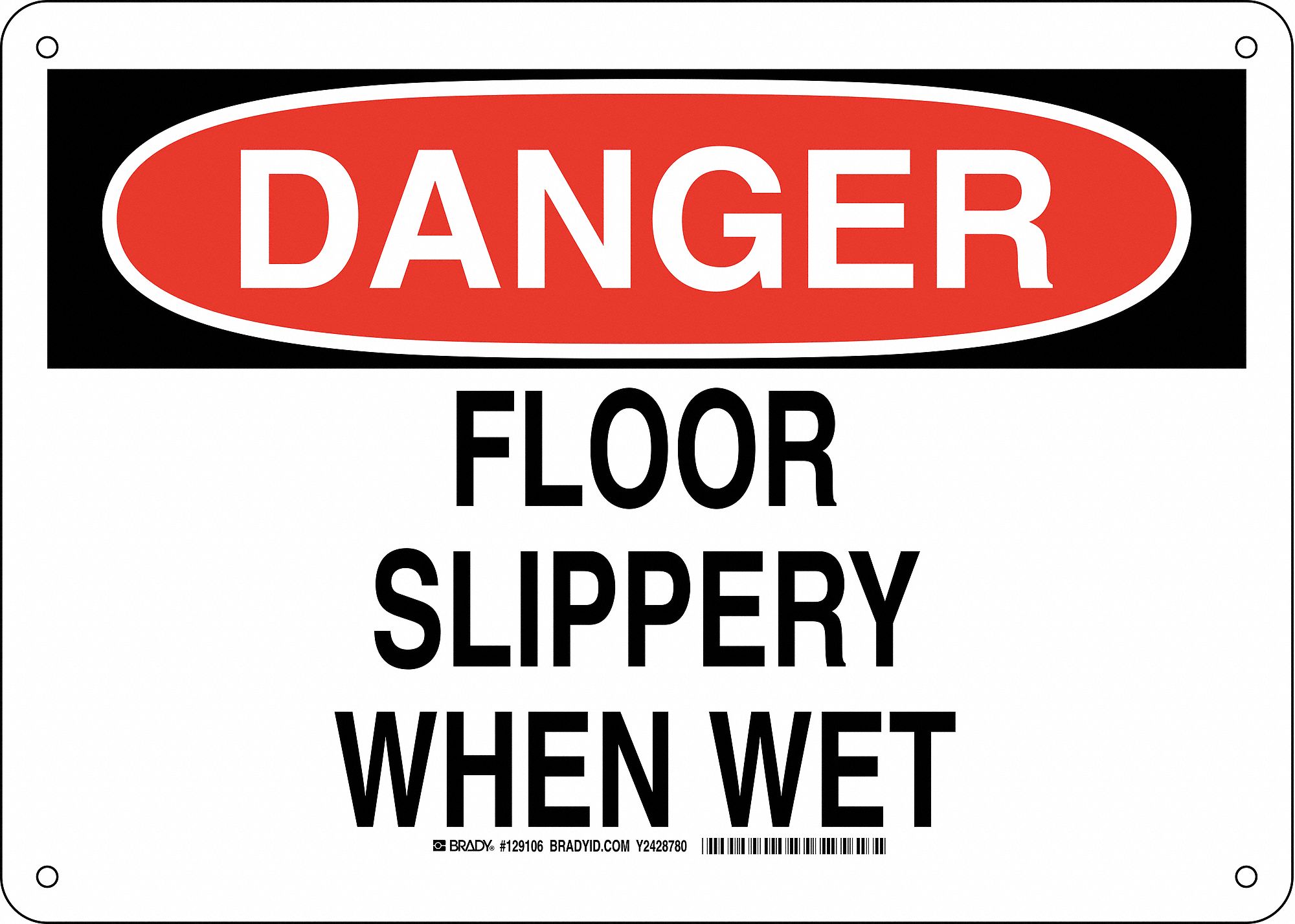 DANGER SIGN, PLASTIC, 14 IN WIDTH, 10 IN HEIGHT, WITH MOUNTING HOLES, WHITE/RED