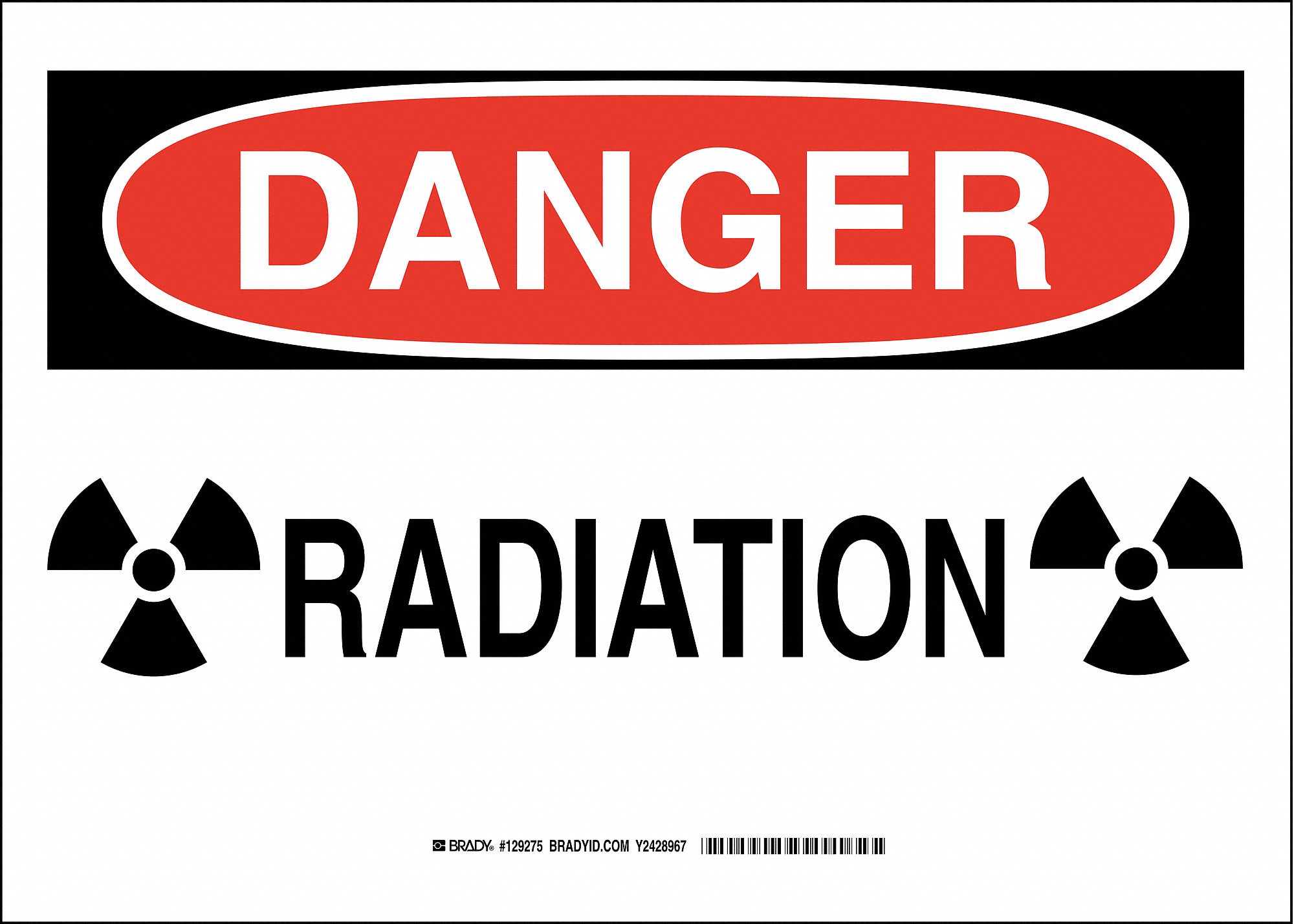 Danger Sign, Radiation, Header Danger, Rectangle, 10 in Height, 14 in ...