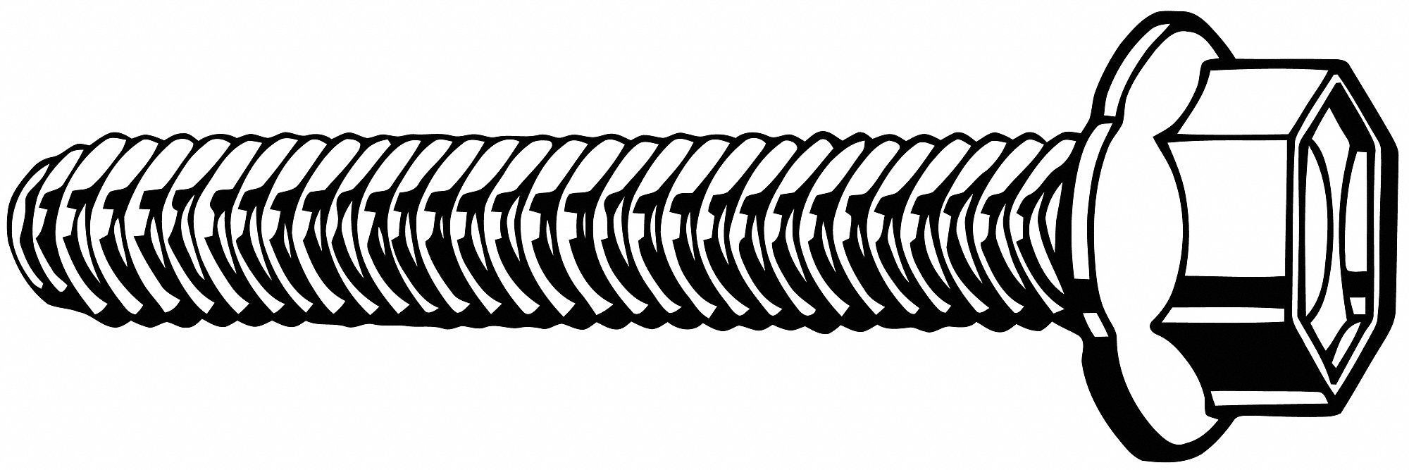 Thread-Forming Screw: M3 Size, 10 mm Lg, Hex Washer, Steel, Zinc-Plated, 500 PK