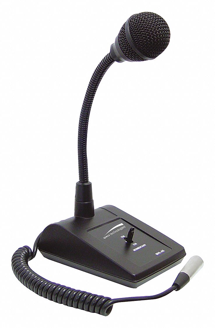 SPECO TECHNOLOGIES Tabletop Microphone, Adjustable Gooseneck, XLR Male