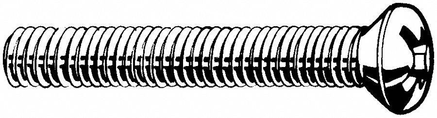 Machine Screw: M8x1.25 Thread Size, 40 mm Lg, Class 4.8, Steel, Zinc-Plated, Oval, Phillips, 50 PK