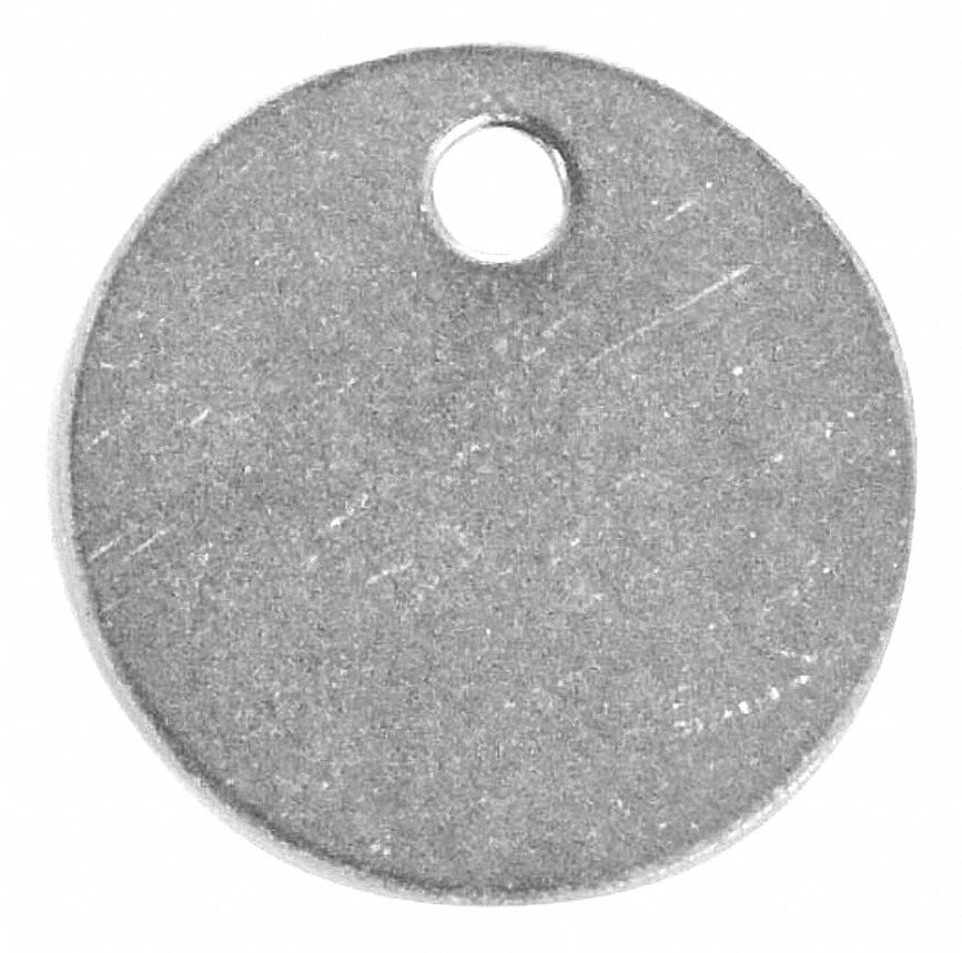 Aluminum, 1 1/4 in Dia, Blank Tag - 456Y60|41841 - Grainger