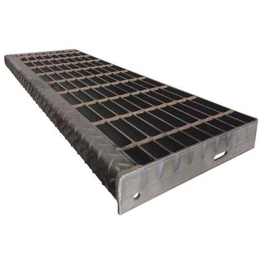 Smooth, Plain, A1011 Carbon Steel Bar Stair Tread 38ME1921188S100TRD8 Grainger
