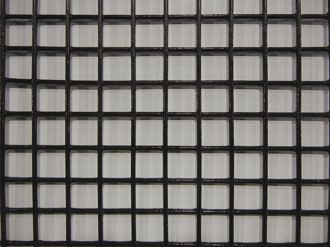 Carbon Steel Wire Mesh: 0.895 in Opening Size, 1 x 1 Mesh Size, 100 ft L, 4 ft W, 80% Open Area, PVC