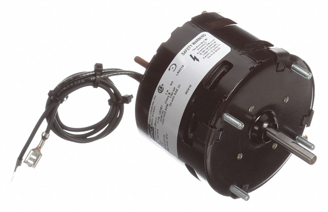 H V AC MOTOR, OPEN AIR-OVER, 1/90 HP, 1,300 NAMEPLATE RPM, 1 SPEED, 240 V AC, STUD MOUNT, CCWSE