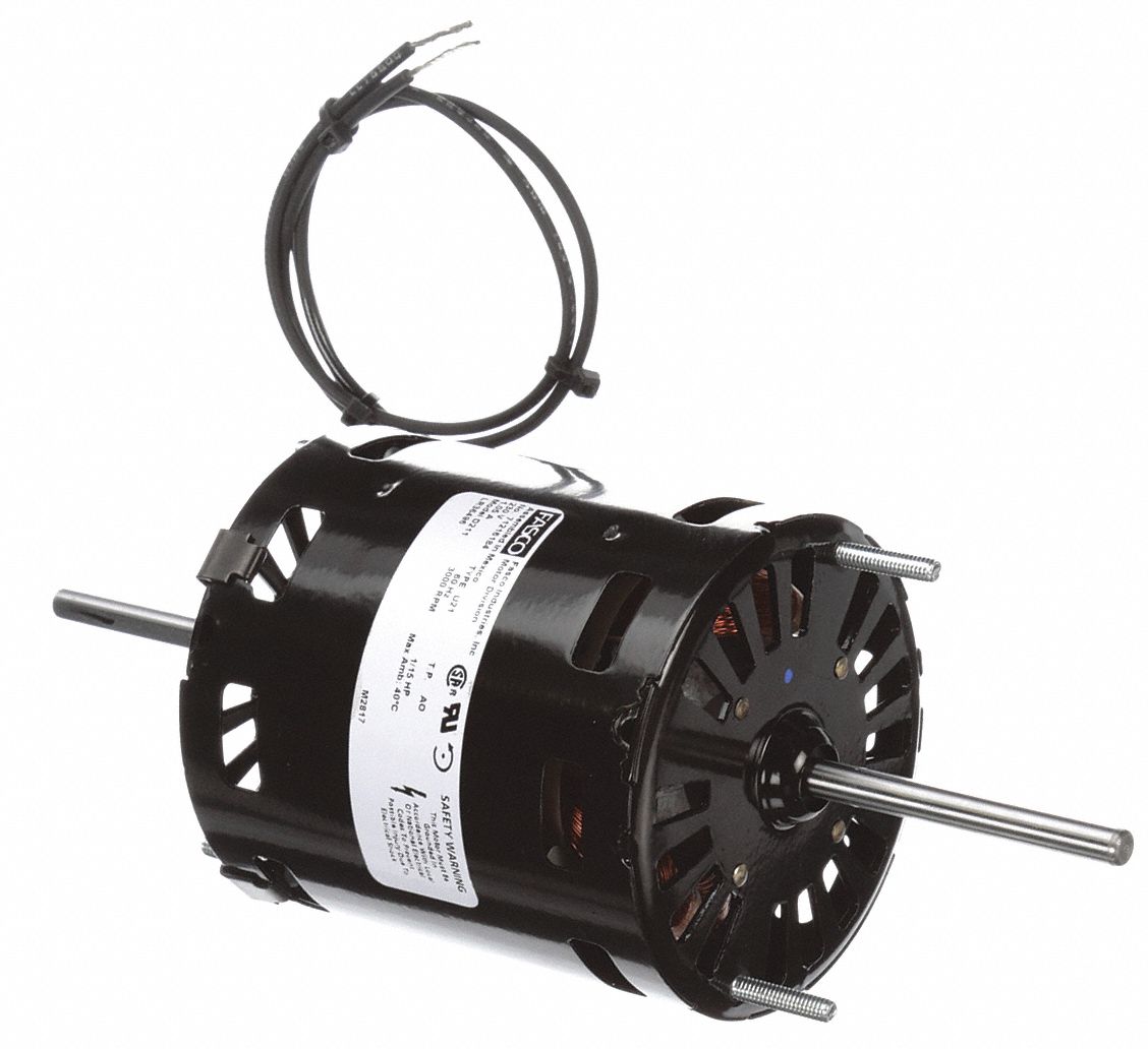 H V AC MOTOR, OPEN DRIPPROOF, 1/15 HP, 3,000 NAMEPLATE RPM, 1 SPEED, 230 V AC, RIGID BASE MOUNT