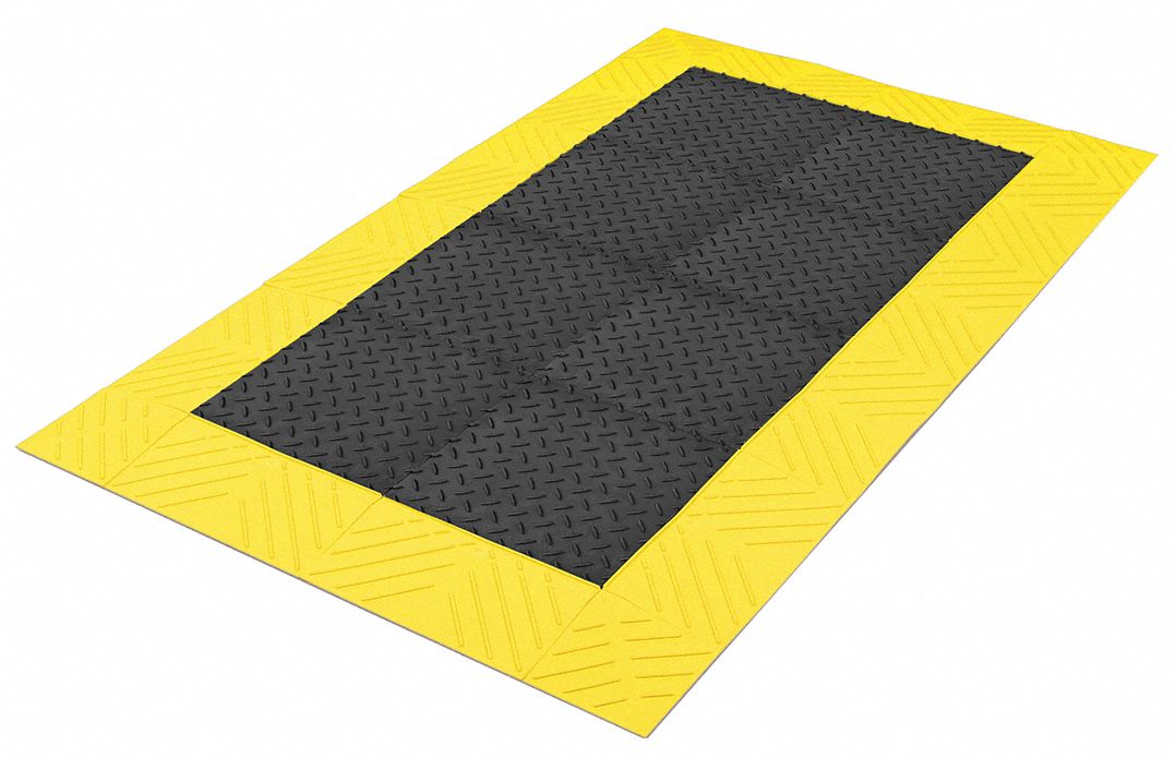 Diamond Plate, 3 ft x 5 ft, Interlocking Antifatigue Mat 38N620