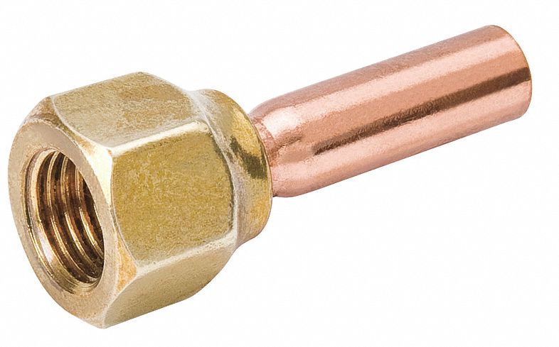 FLARE X SOLDER ADAPTER, BRASS/COPPER, 700 PSI, ¼ X¼ IN, 1⅝ IN