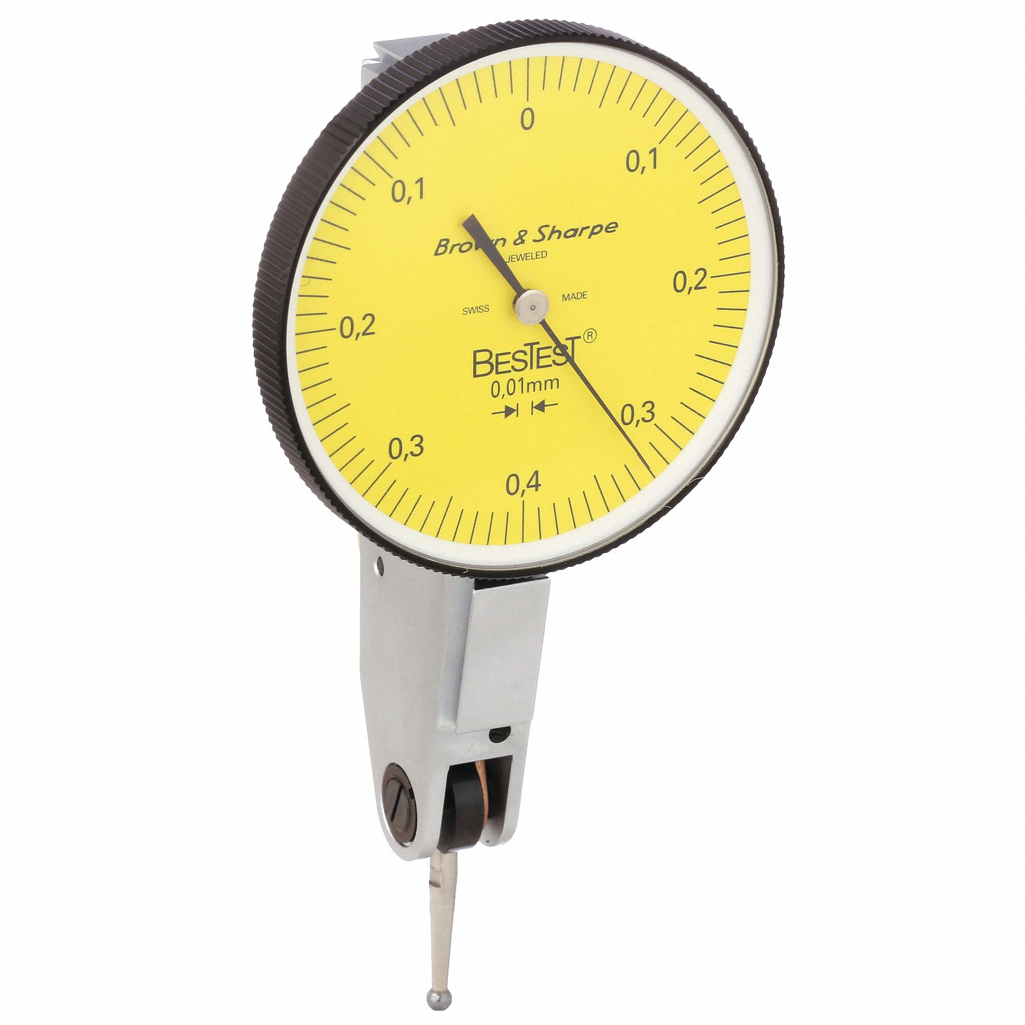 Horizontal Dial Test Indicator: 0 mm to 0.8 mm, Horizontal, Metric, +/- 0.01 mm