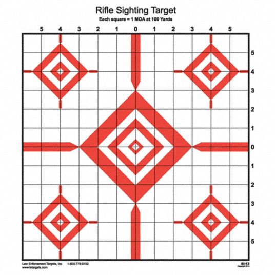 ACTION TARGET, Bullseye and Sighting, Black/Red, Advanced Rifle Sighting  Target - 38NE56|SI-13-50 - Grainger