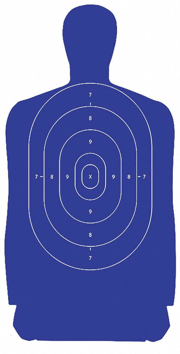Le Targets B 27 Silhouette Target Blue Pk25 38ne94 B 27cb Blue 25 Grainger