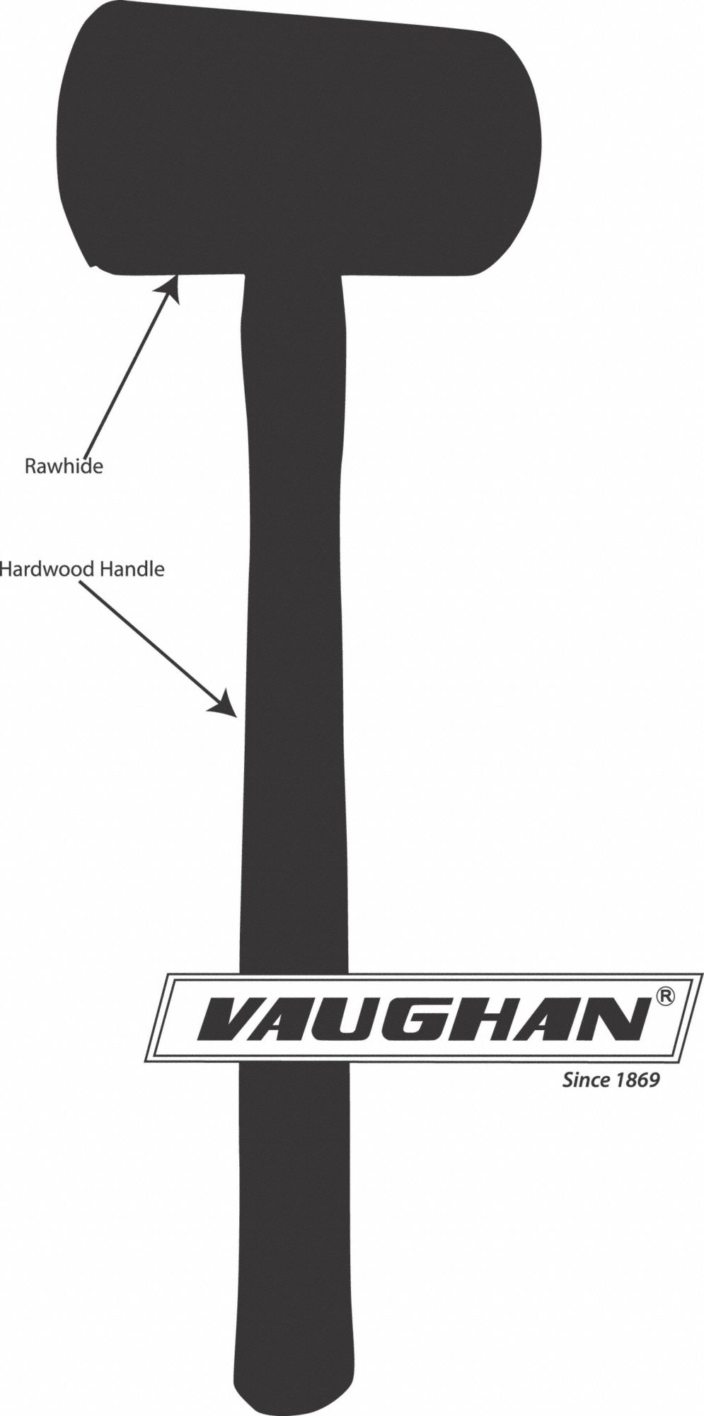 VAUGHAN Hammer Tip, Soft, 1 3/4 in Tip Dia. (In.), Rawhide, Fits