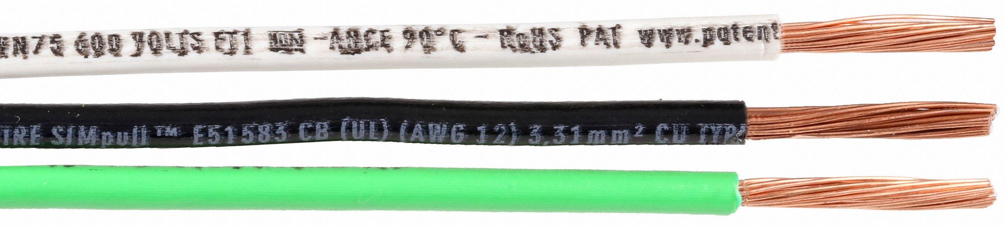 SOUTHWIRE Building Wire: 12 AWG Wire Size, 3 Conductors, Black/Green ...