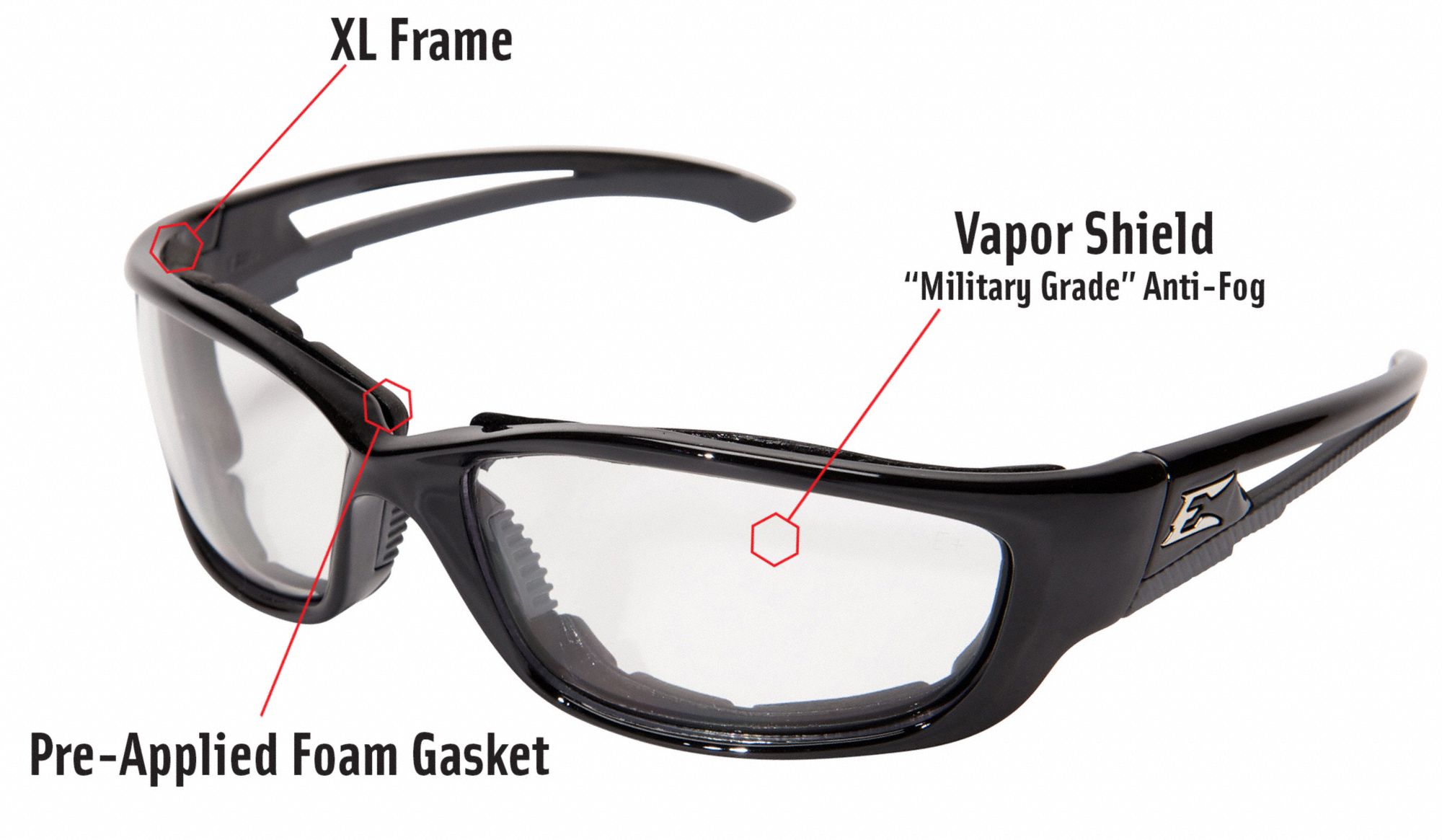 EDGE EYEWEAR Safety Glasses AntiFog /AntiStatic /AntiScratch, Brow