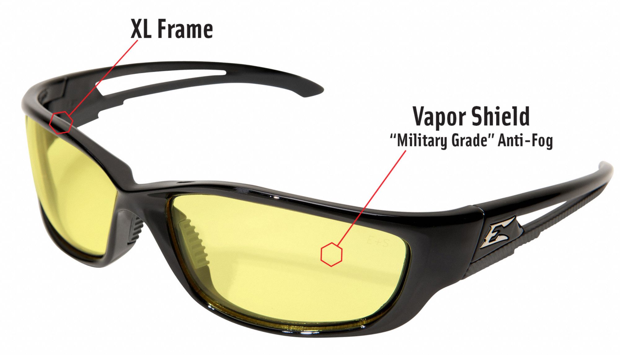EDGE EYEWEAR Kazbek XL with Vapor Shield Anti-Fog, Scratch-Resistant Safety Glasses , Yellow 