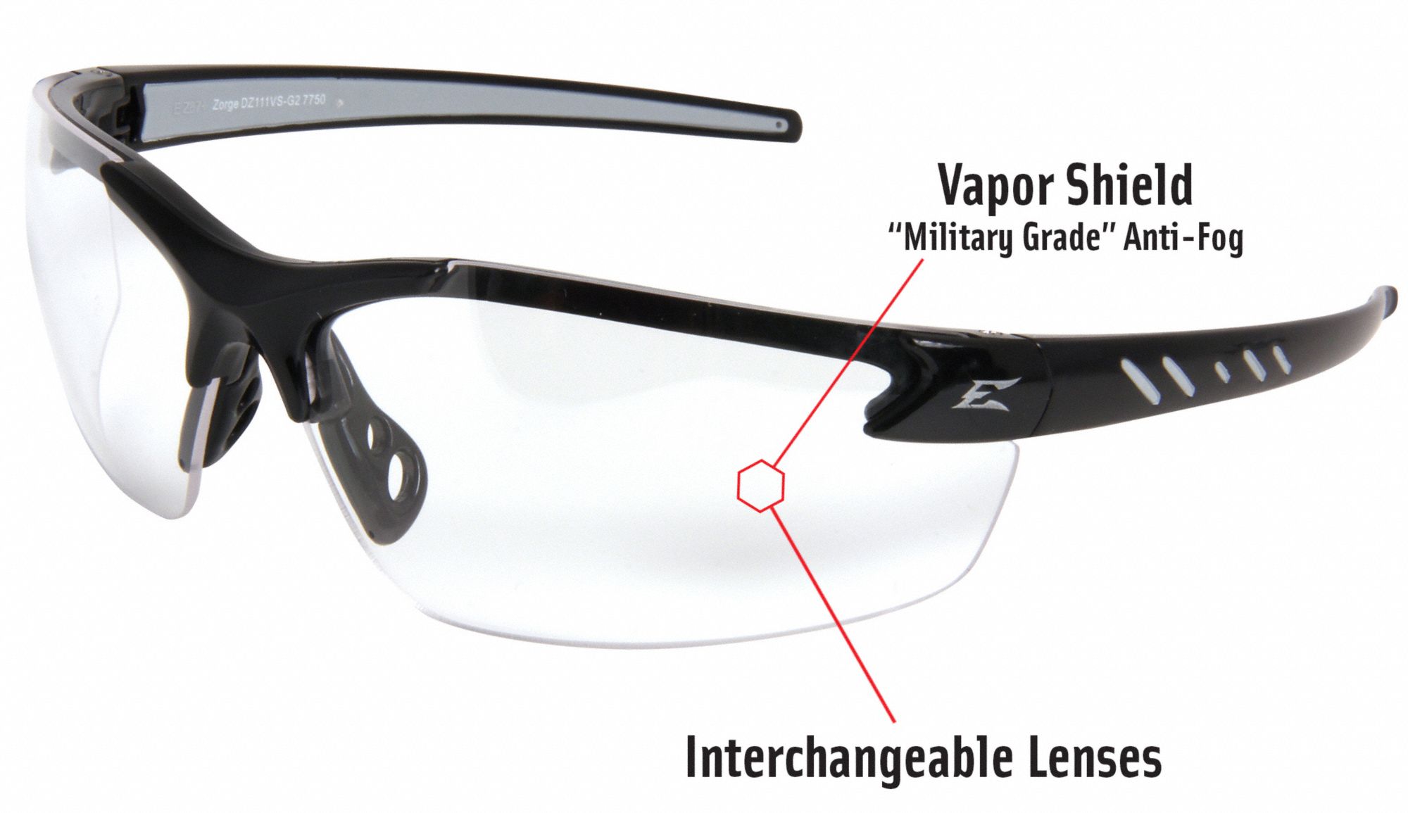 EDGE EYEWEAR Safety Glasses AntiFog /AntiStatic /AntiScratch, No
