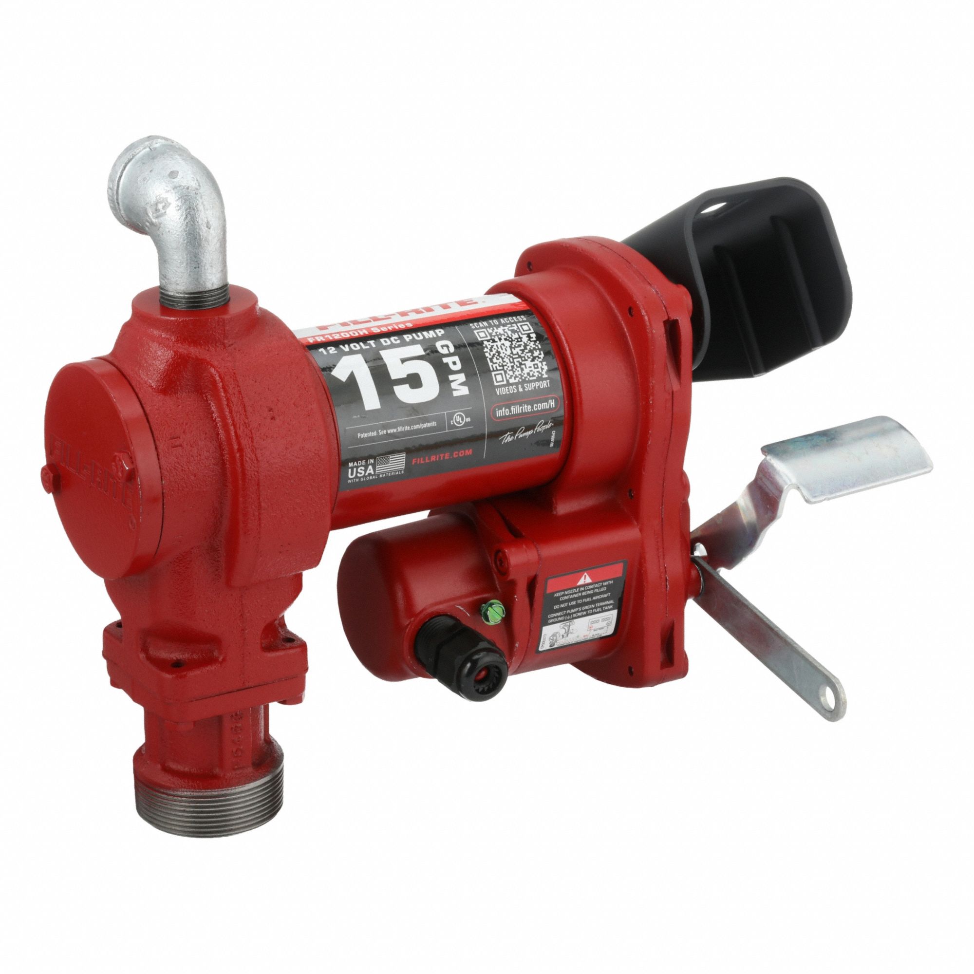 Electric Drum Pump: 12 V DC, 1/4 hp HP, 15 gpm Max. Flow Rate, Pump Only, Cast Iron, Bung