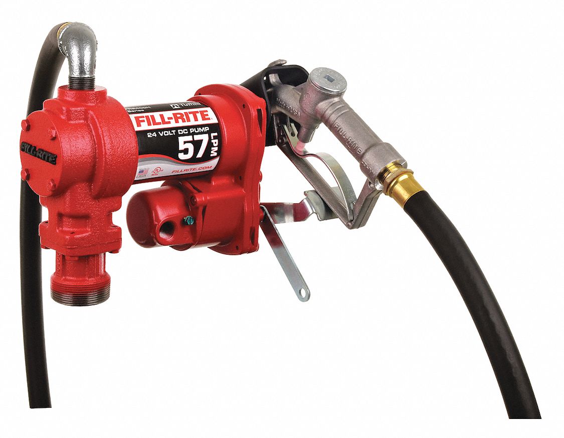 FILLRITE Fuel Transfer Pump 24V DC, 15 gpm GPM, 12 ft Hose Lg, Cast