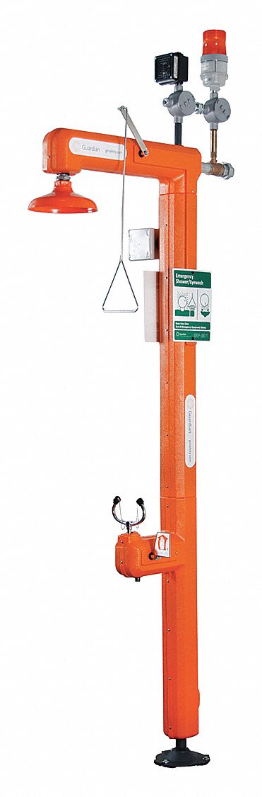 Shower with Eyewash: Floor Mnt, No Bowl, Galvanized Steel Pipe, 120 V AC, GFR3107