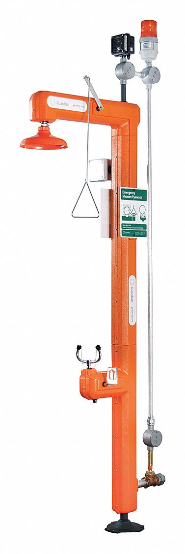 Shower with Eyewash: Floor Mnt, No Bowl, Galvanized Steel Pipe, 120 V AC, GFR3117