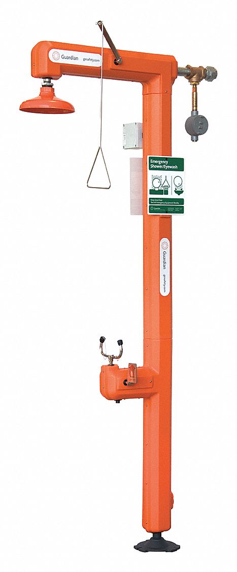 Shower with Eyewash: Floor Mnt, No Bowl, Galvanized Steel Pipe, 120 V AC, GFR3101