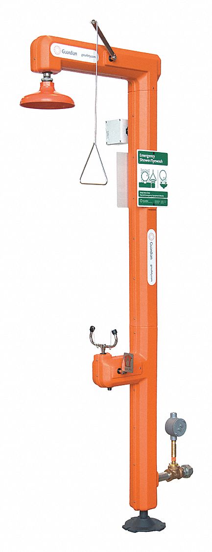 Shower with Eyewash: Floor Mnt, No Bowl, Galvanized Steel Pipe, 120 V AC, GFR3111