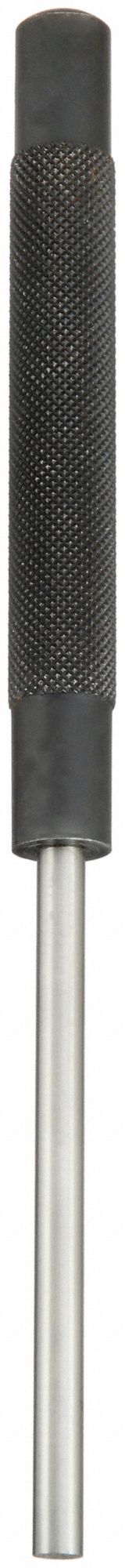 Pin Punch: 1/4 in Tip Dia, 8 in Overall Lg, Round, Steel, Flat, SAE
