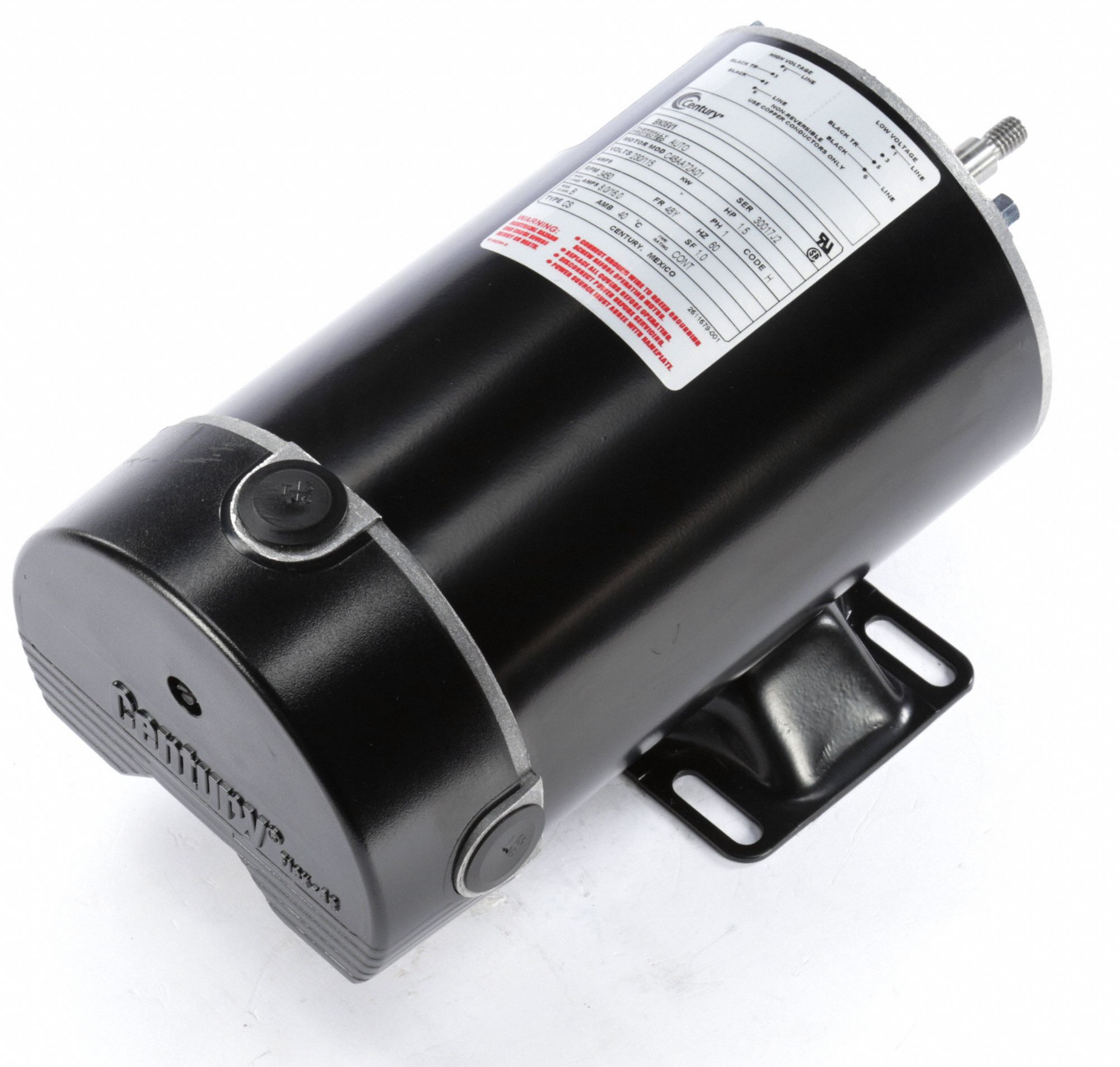 CENTURY Pool Pump Motor, 1 1/2 HP, CapacitorStart, Nameplate RPM 3,450