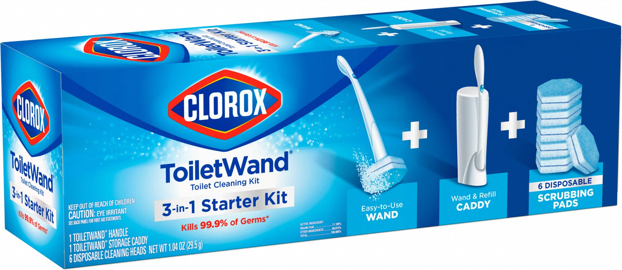 CLOROX, Box, 1 lb Container Size, Toilet Wand Disposable Starter Kit