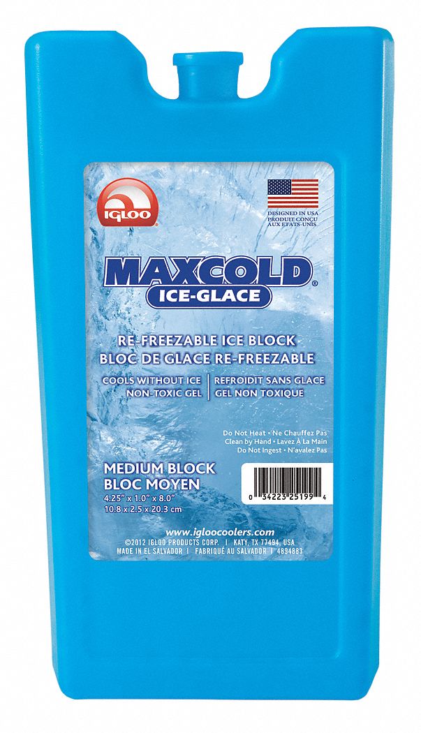 Reusable Ice Pack: Block, 4 1/4 in Overall Lg, 7 15/16 in Overall Wd, 15/16 in Overall Thick, Blue